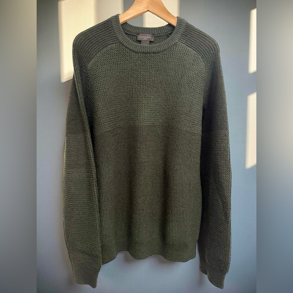 Magaschoni Men's Forest Green Crewneck Sweater